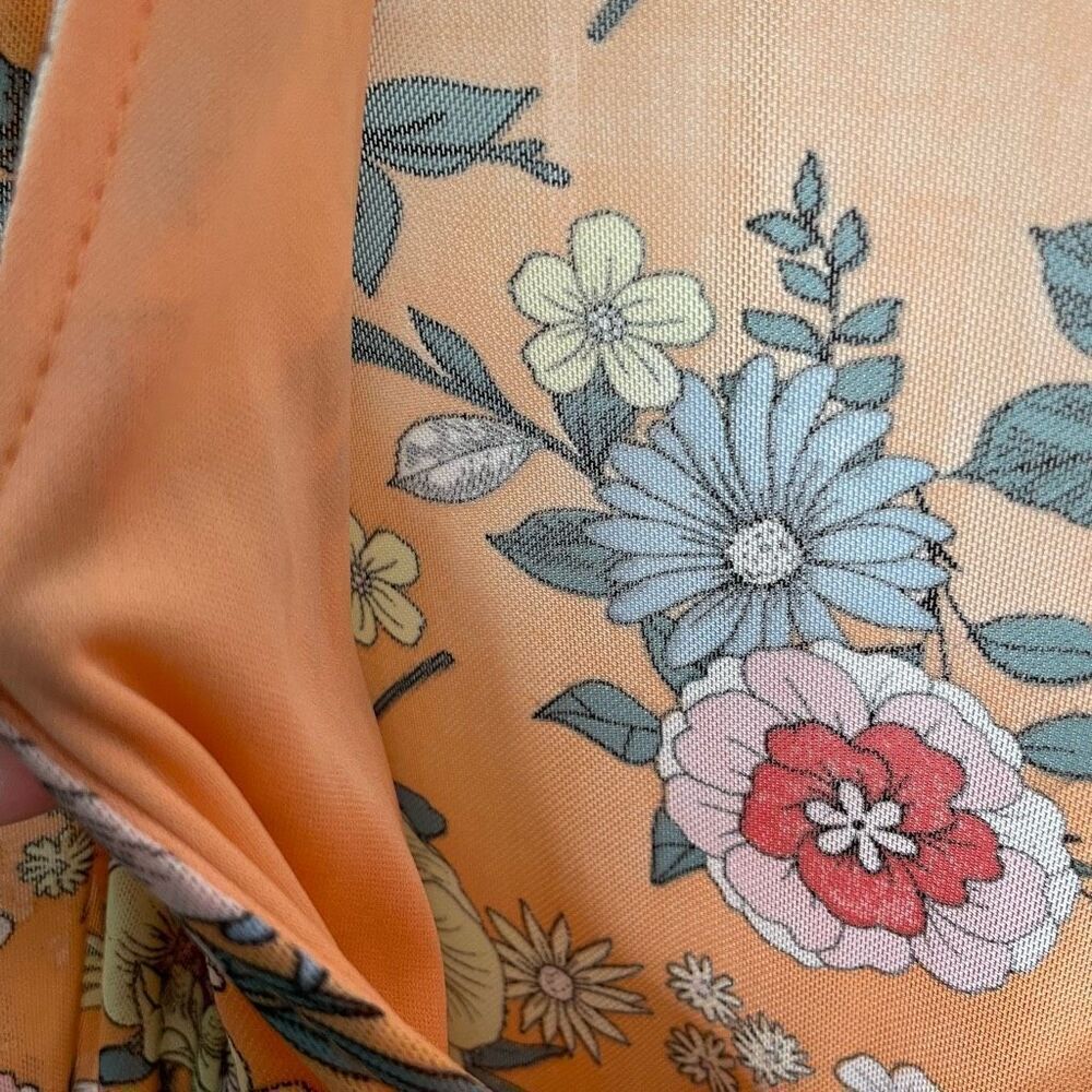 Festivalwear Dress Juniors Neon Retro Floral Maxi Dress L Prairiecore Micro Mesh - Picture 5 of 9